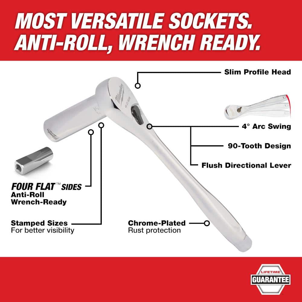 Milwaukee 3/8 in. Drive SAE/Metric Ratchet and Socket Mechanics Tool Set (56-Piece) 48-22-9008