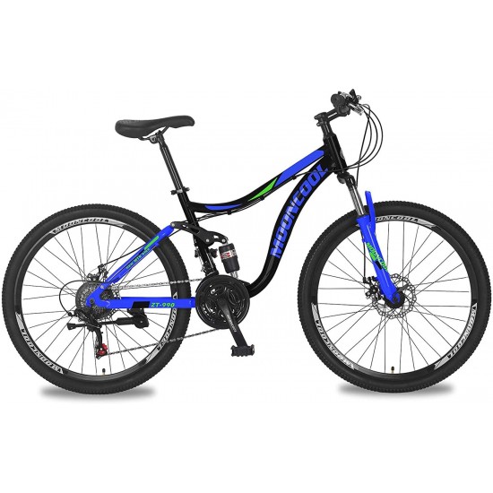 Adult Mountain Bike, 26 Inch Wheels Adult Bicycle, 21-Speed Bike for Men and Women, MTB Bike with Double Disc Brake Suspension Fork, Multiple Colors