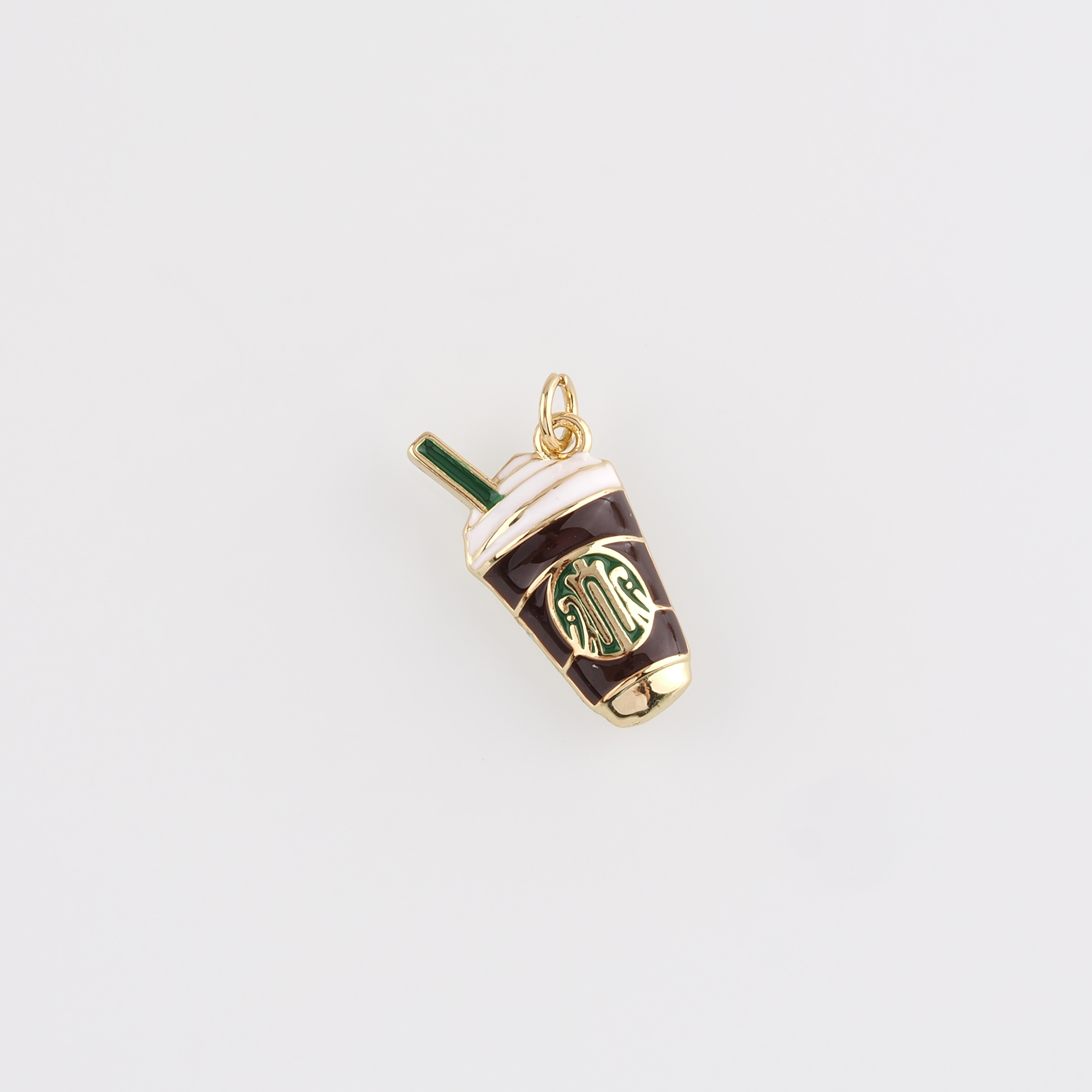 18K Gold Filled Cafe Pendant,Enamel Coffee Cup Charm Earrings Necklace for DIY Jewelry Making Supply