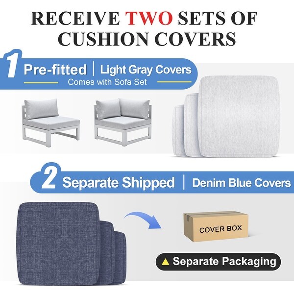 Nicesoul White Aluminum Modern Patio Furniture Sectional Sofa Set with Cushion