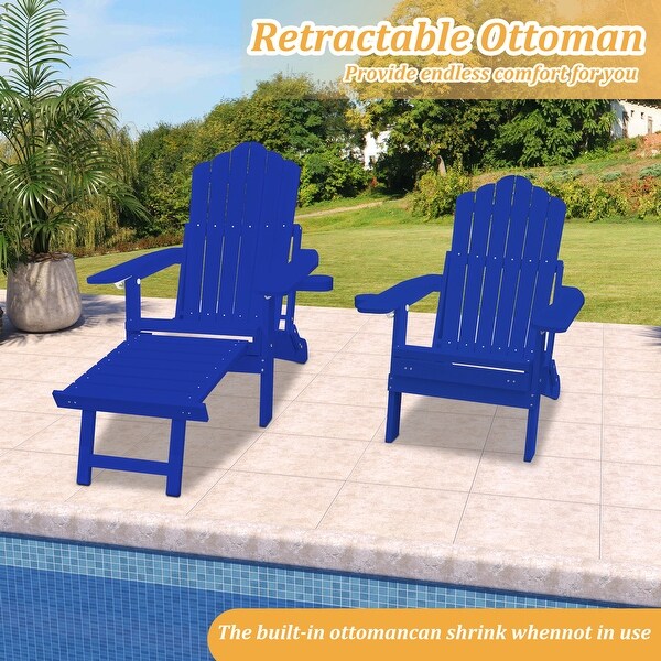 Clihome HIPS Folding Patio Adirondack Chair with Pullout Ottoman