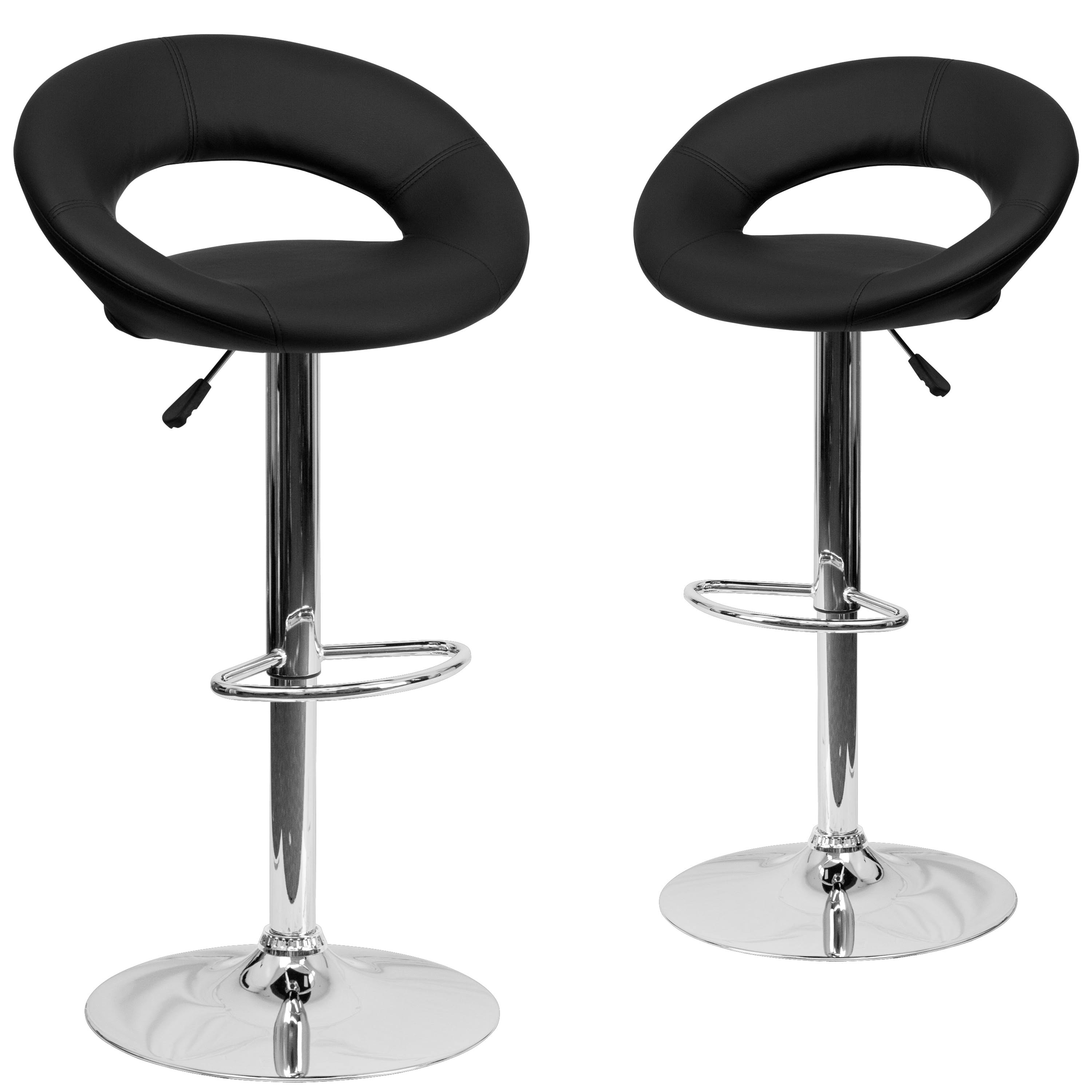 Lancaster Home 2 Pack Contemporary Vinyl Rounded Orbit-Style Back Adjustable Height Barstool - 21.5x22W x 21.5x22D x 32x22 - 40.