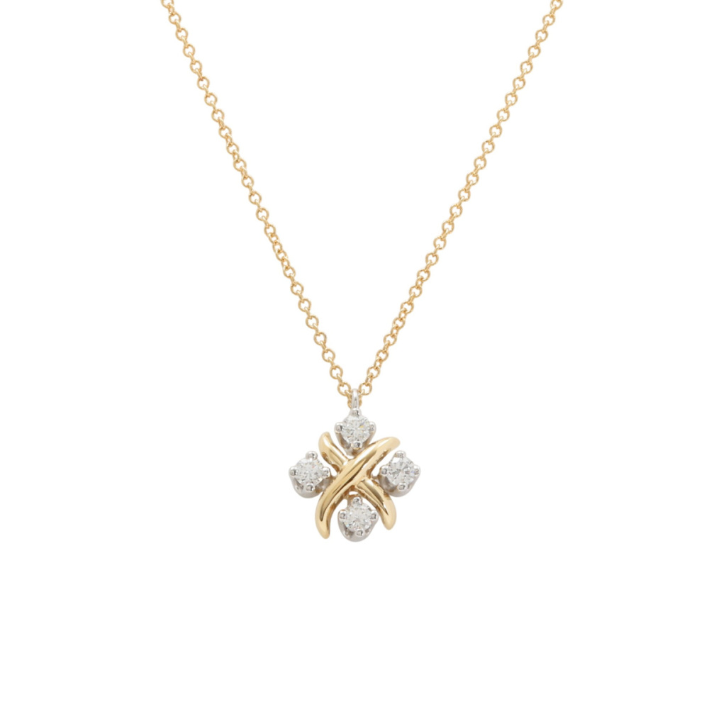 Tiffany & Co. Schlumberger Rin Necklace Platinum & 18K Yellow Gold Diamond 60022674