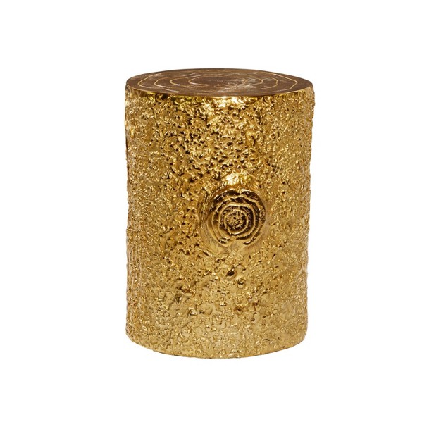 Contemporary Metal Wood Stump Stool Gold Olivia amp May