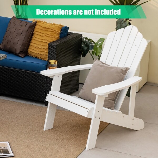 Costway Patio HIPS Adirondack Chair with Cup Holder Weather Resistant