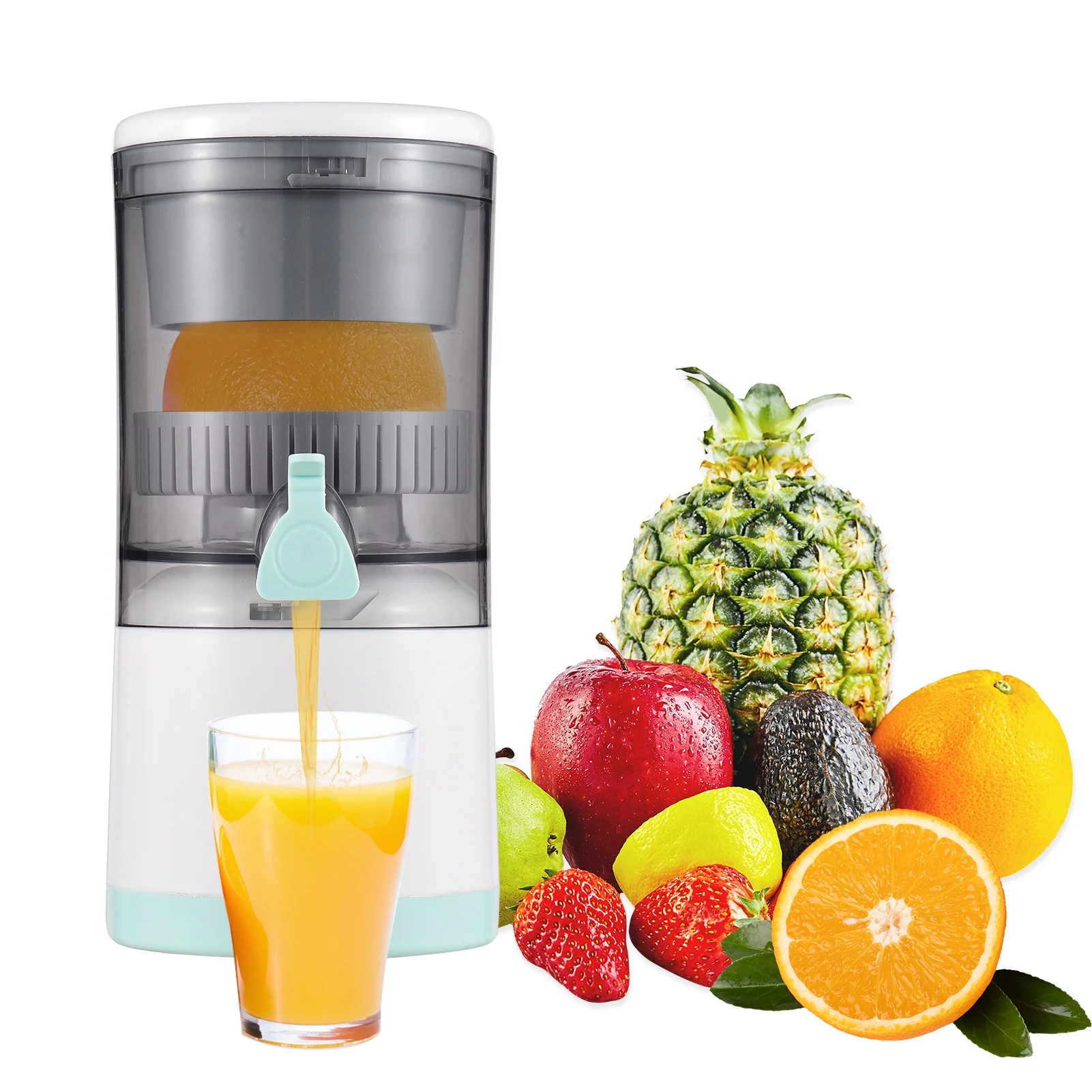 Htovila Electric Orange Juice Squeezer Hands Free Portable Citrus Juicer for Orange Lemon Tomato Grape USB Powered Detachable &Washable