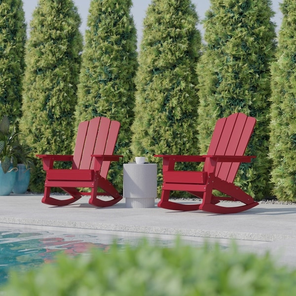 Commercial AllWeather Rocking Adirondack Chair with Swiveling Cupholder
