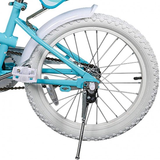 Kids Bike Princess Style 18 Inch for 5-10 Years Old Girls Children’s Bicycle Steel Frame with Flower Basket Kickstand and Training Wheels