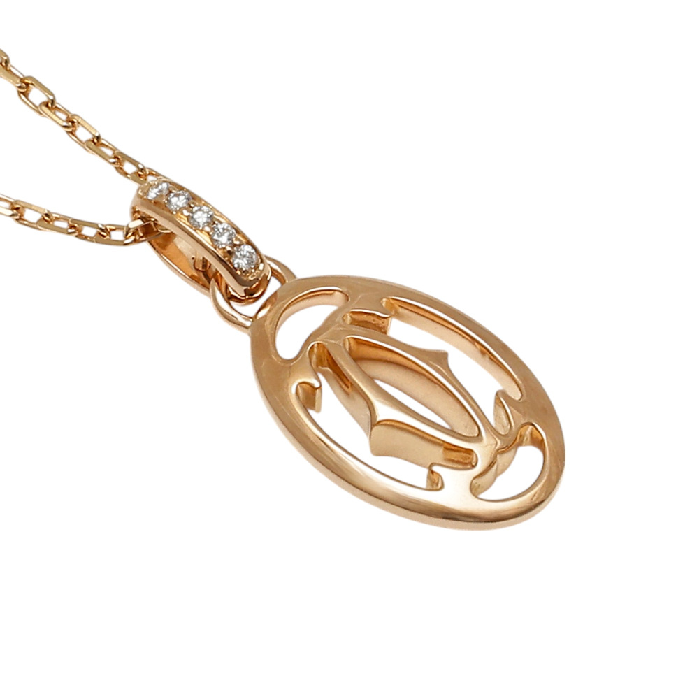 Cartier C Do Logo Double C Necklace 18K Rose Gold Diamond B7219200
