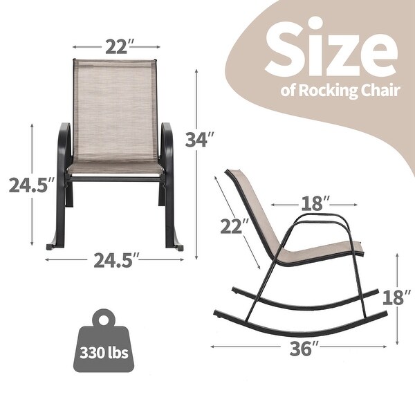 2/ 4 PCS Patio Rocking Chair HeavyDuty Metal Rocker AntiSlip Brown