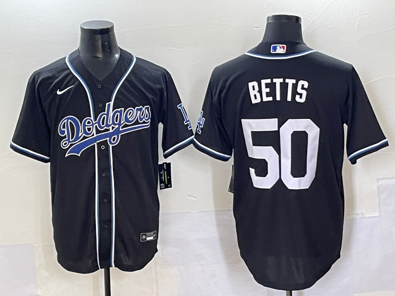 Men's Los Angeles Dodgers Mookie Betts #50 Black Replica Player Jersey