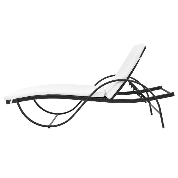 vidaXL Sun Lounger with Cushion and Table Poly Rattan Black