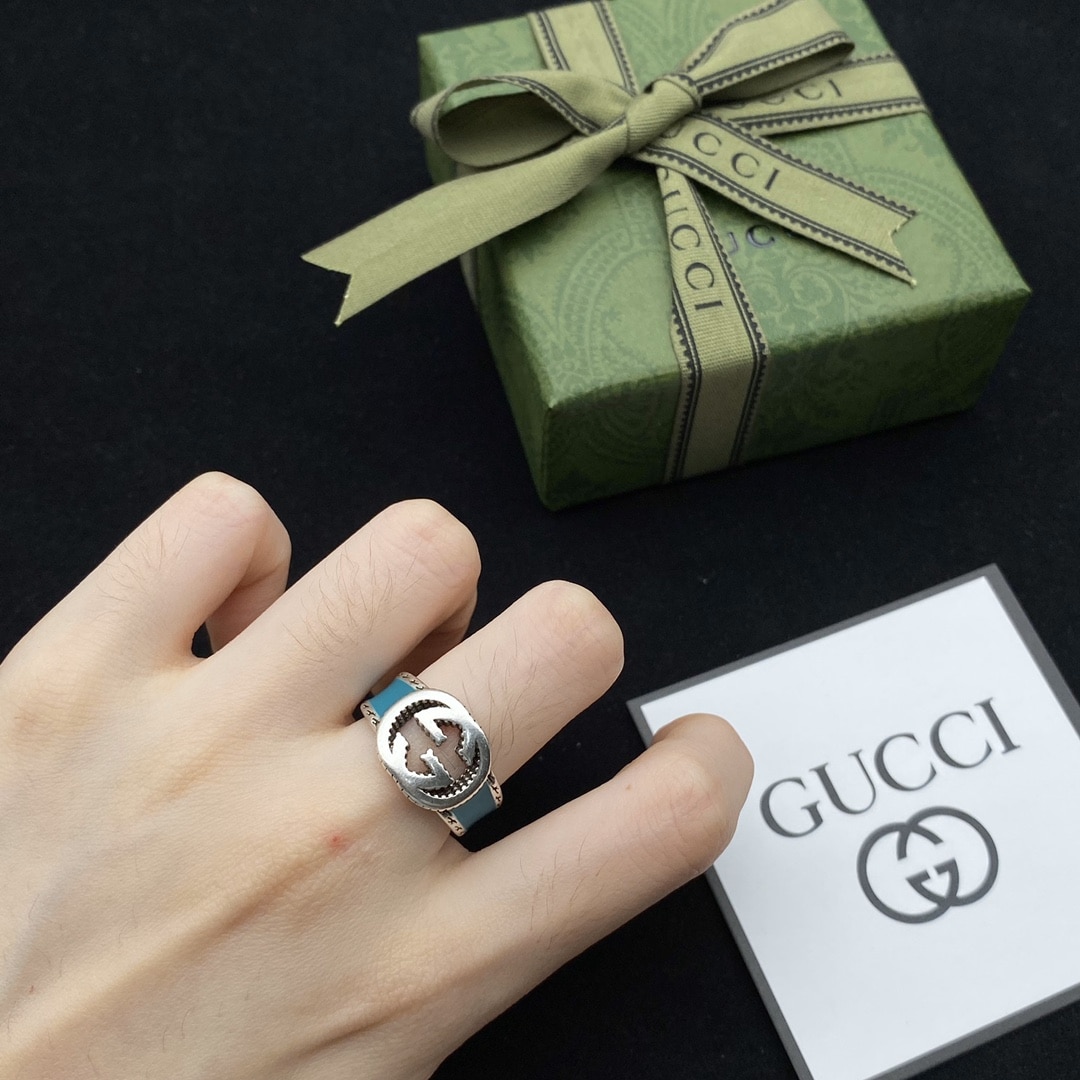 Gucci Gg Interlocking Silver Ring Ybc645572001