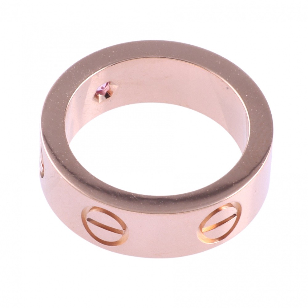 Cartier Love Pink Sapphire Ring 18K Rose Gold B4064400