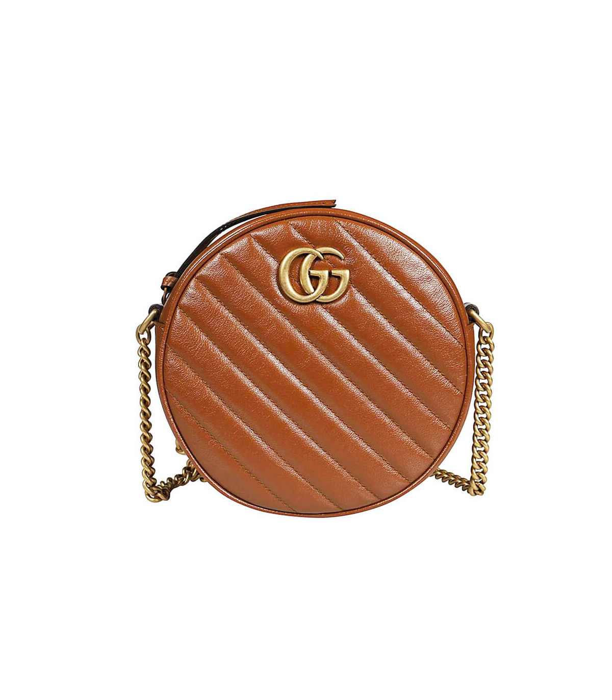 Gucci GG Marmont Mini Round Shoulder Bag Brown