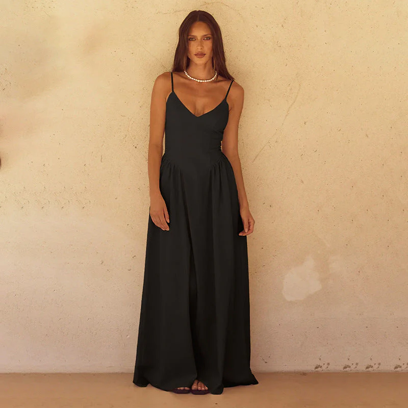 Elegant V-Neck Empire Waist Maxi DressClistos