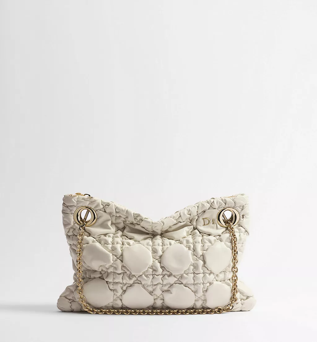 Small Dior Crunchy Bag Latte Puffy Macrocannage Calfskin  Latte Puffy Macrocannage Calfskin