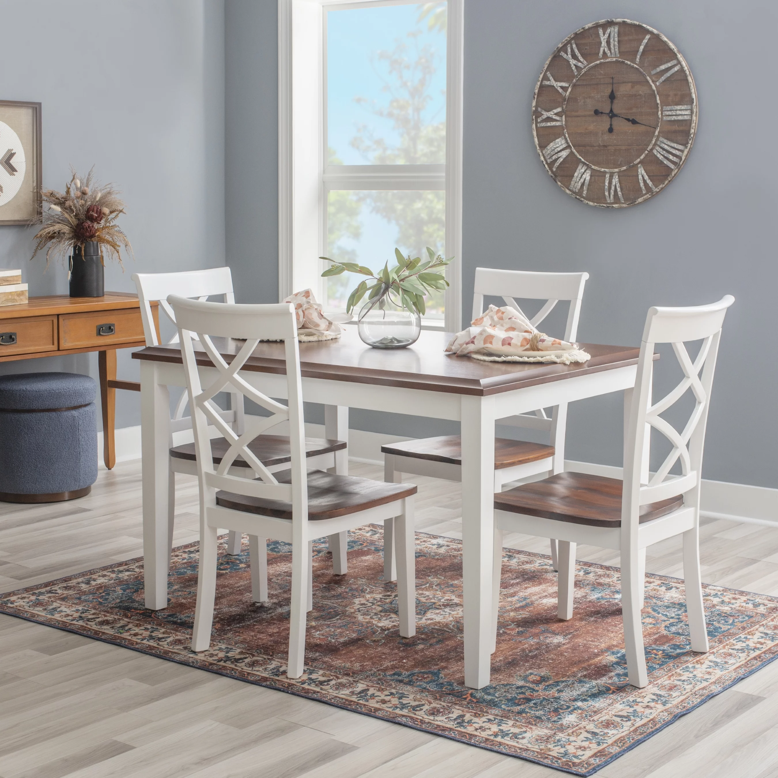 Harrison 5-Piece Dining Set, Cherry and White