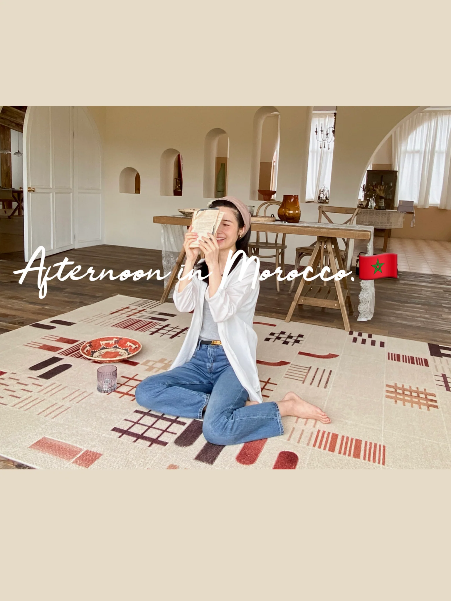 CP033 - Moroccan Wool Carpet is Here! Ruinai Imported Carpet Living Room Sofa Beige Abstract Art Weaving Blanket