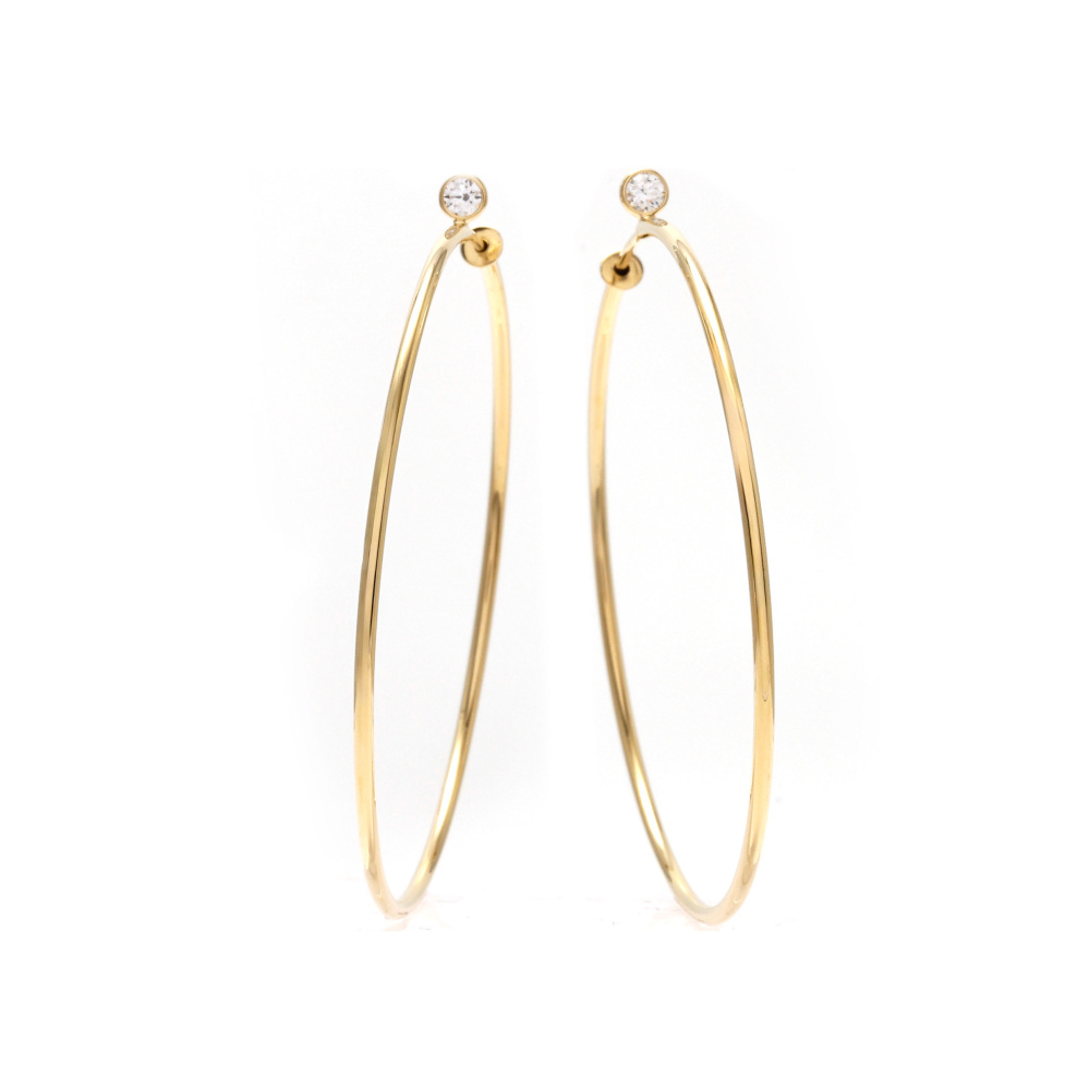Tiffany & Co. Elsa Peretti Diamond Hoop Earrings 18K Yellow Gold 60018046