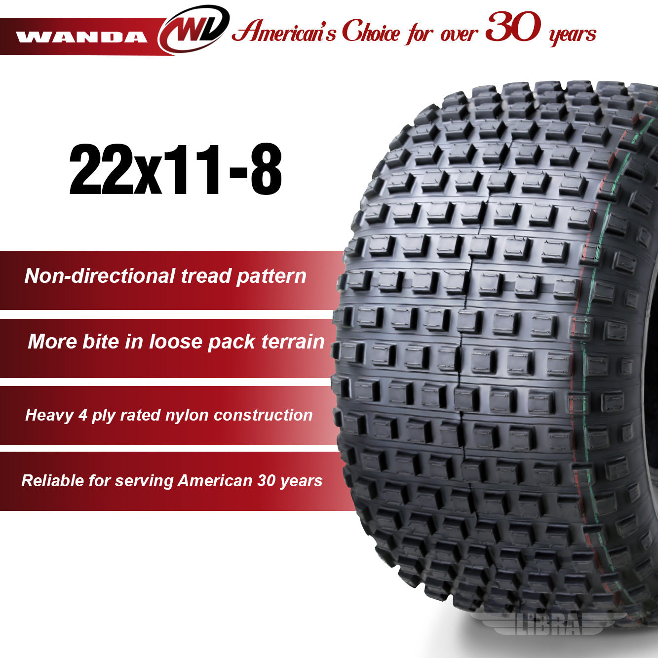 2 New WANDA ATV Tires 22X11-8 22x11x8 4PR P323 – 10032
