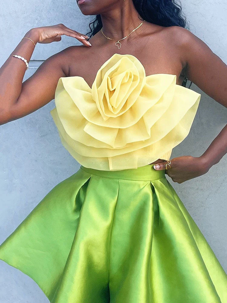 Strapless Floral Tube Crop TopClistos