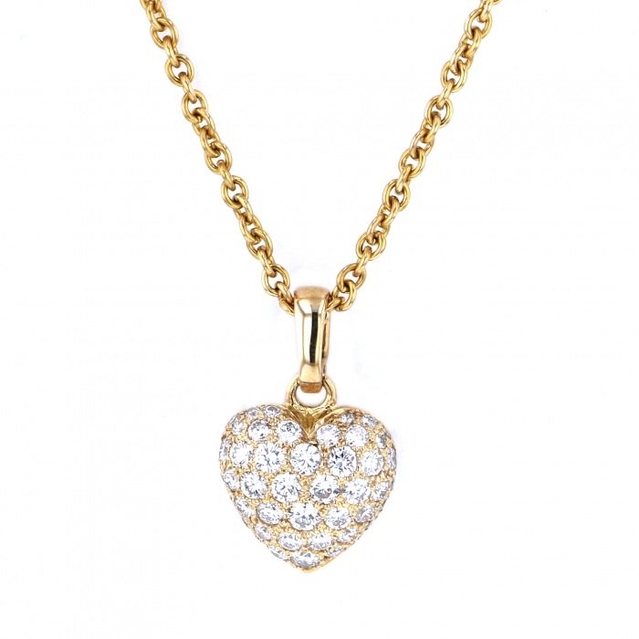 Cartier C Heart Diamond Necklace 18K Yellow Gold