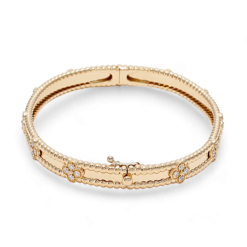 Van Cleef & Arpels Perlet Sweet Clover Bracelet 18K White Gold & 18K Yellow Gold Diamond VCARP6X600