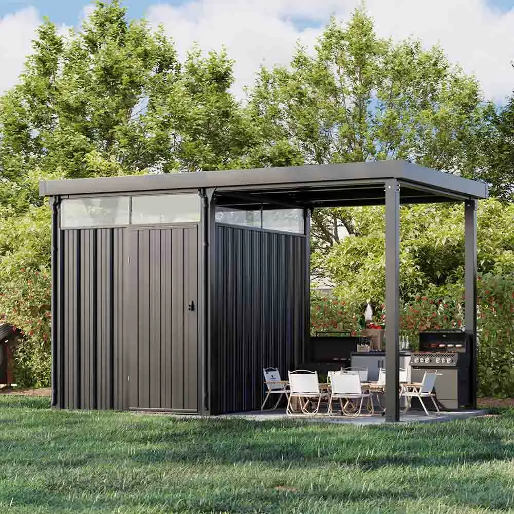 2-in-1 7x7 Shed with a 7x7 Open-Sided Firewood Shed