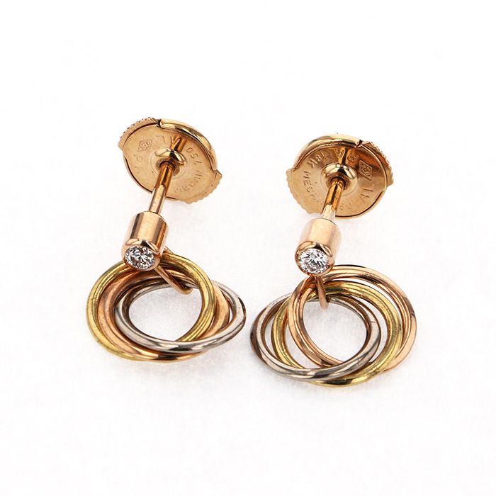 Cartier Trinity Diamond Earrings 18K White Gold & 18K Rose Gold