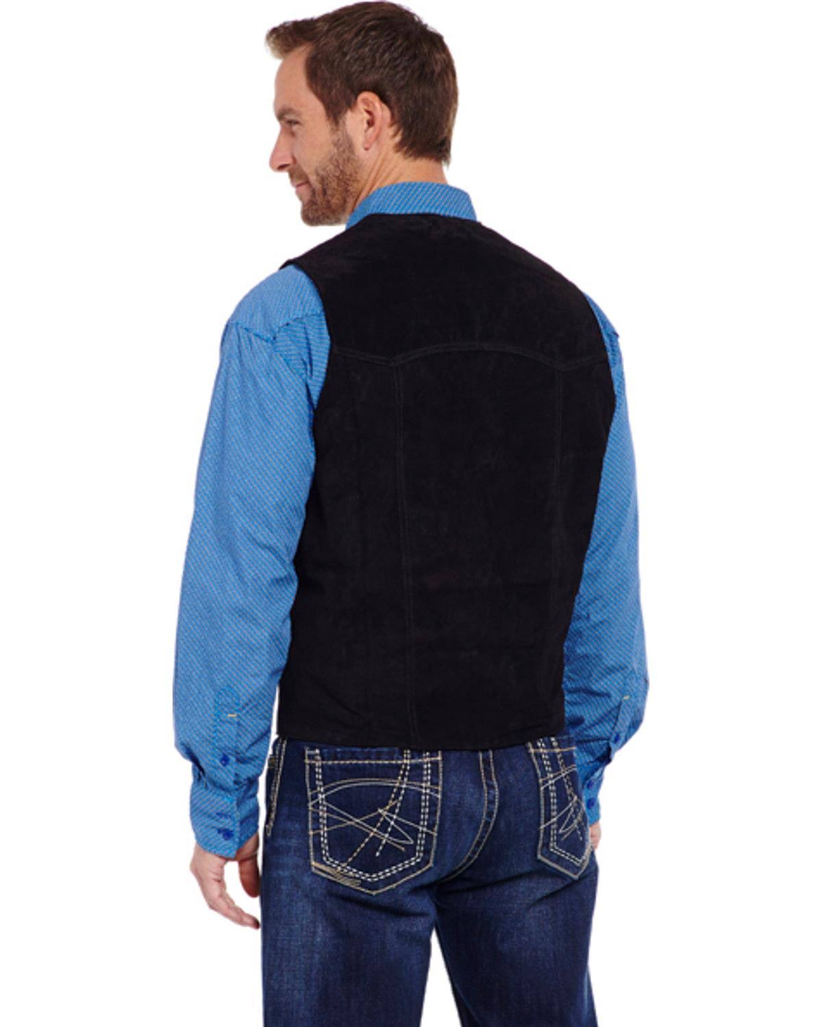 Cripple Creek Men&s Suede Leather Vest Black Medium