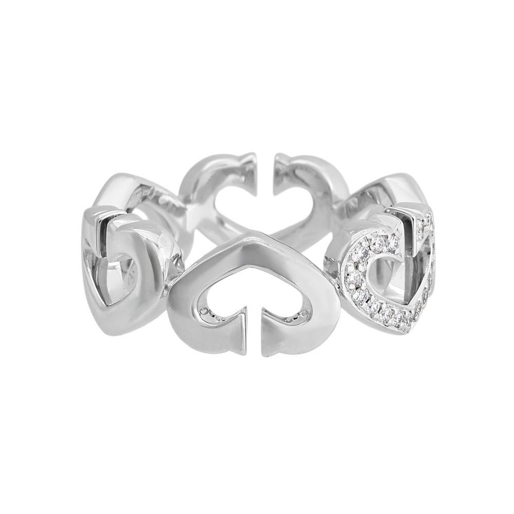 Cartier C Heart Ring 18K White Gold Diamond B4041500