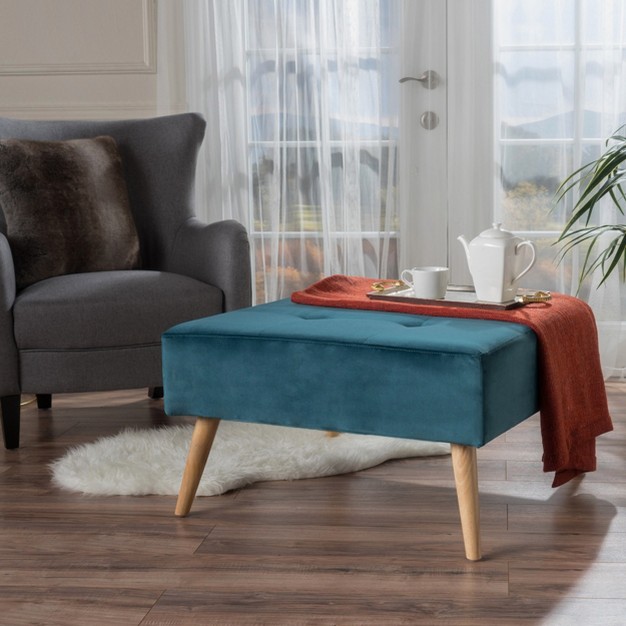 Omry New Velvet Ottoman Dark Teal Christopher Knight Home