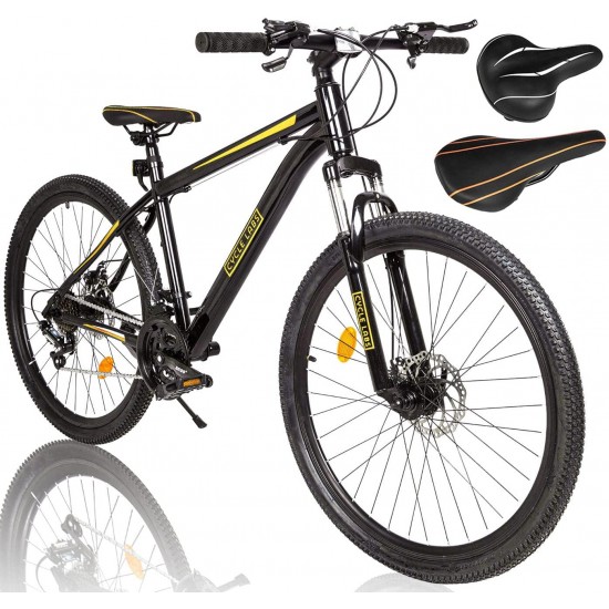 24, 26, 27.5 and 29 Inch Mountain Bike 21 Speed for Men Women Adult Hard Trail Front Suspension Disc Brakes Aluminum Steel Frame
