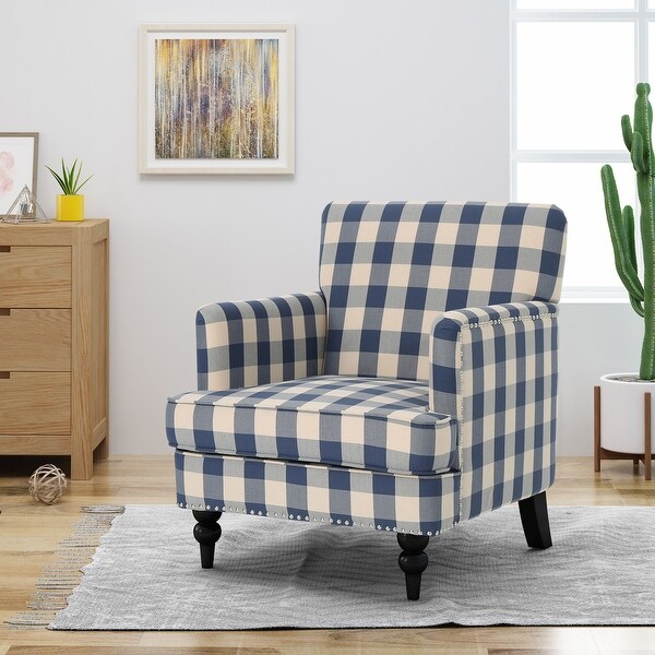 Modern Fabric Tufted Club Chair with Arms and Nailhead,Easy to Assemble