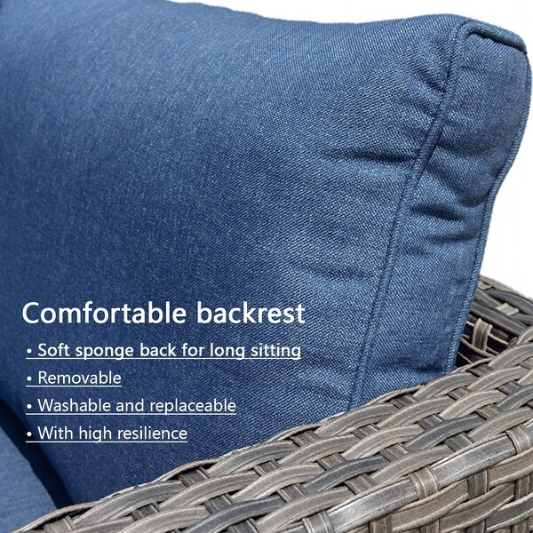 OVIOS Patio Furniture Deep Seat Wicker 9piece Set