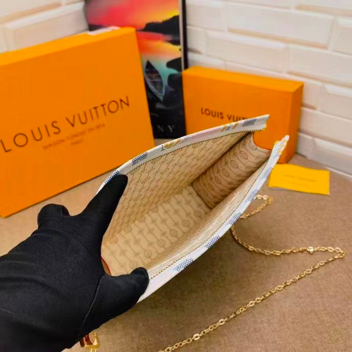 Louis Vuitton Toiletry Pouch On Chain 25Cm Damier Azur N40469
