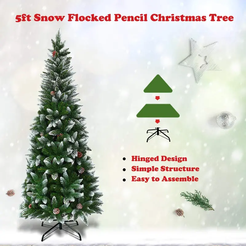 Slender Pencil-Style Artificial Christmas Tree – Available in 5ft, 6ft, and 7.5ft Heights