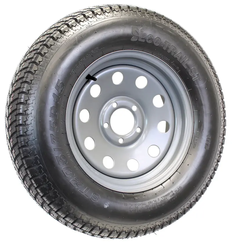 ST205/75D15 Trailer Tire Mounted on Silver 15-Inch 5-Lug Wheel – Load Range C