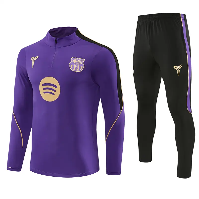 Adult/ Kids 2627 Barcelona half zipper Training Suit - Purple