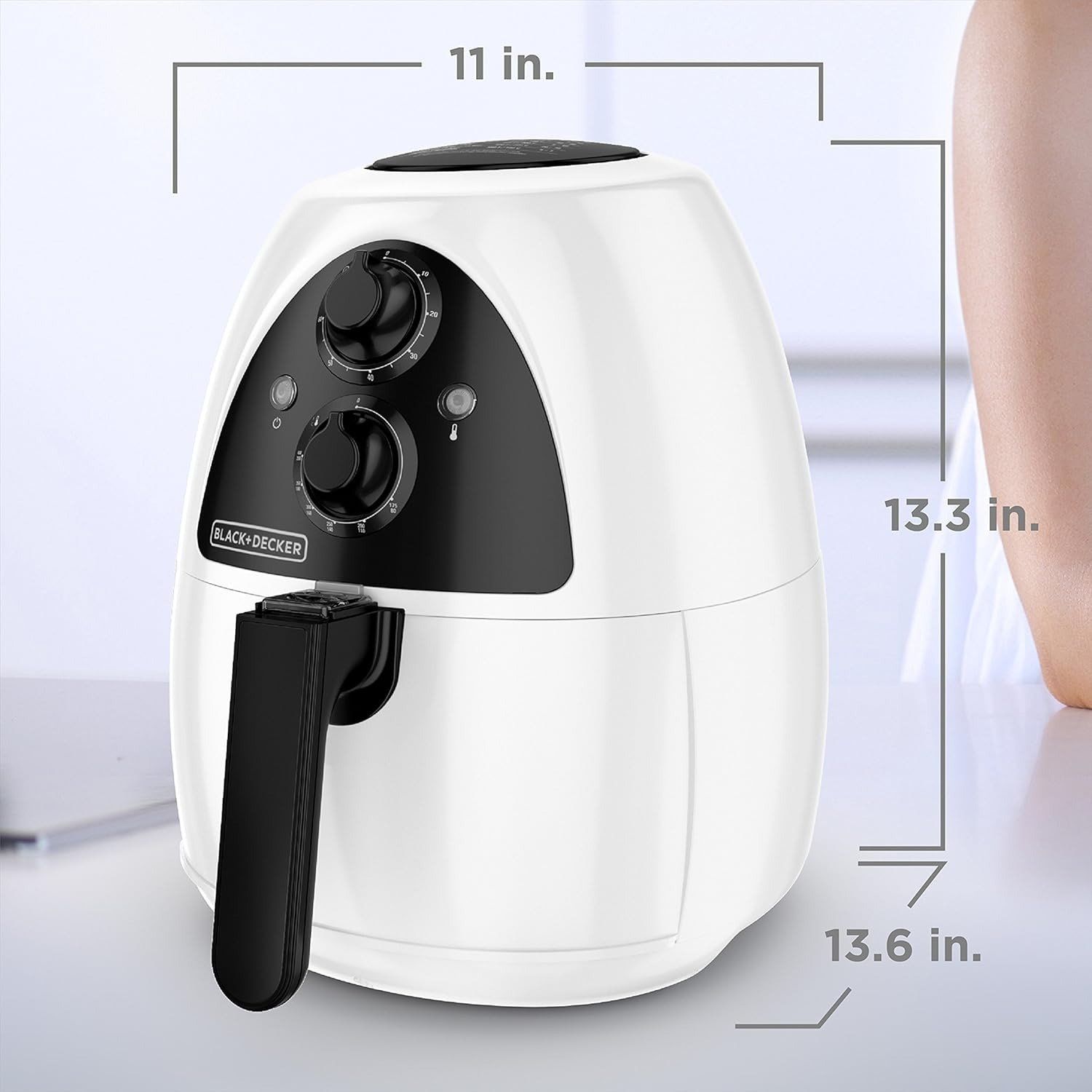 2L Compact Air Fryer 1500W Dual Convection Fans Nonstick Dishwasher Safe White