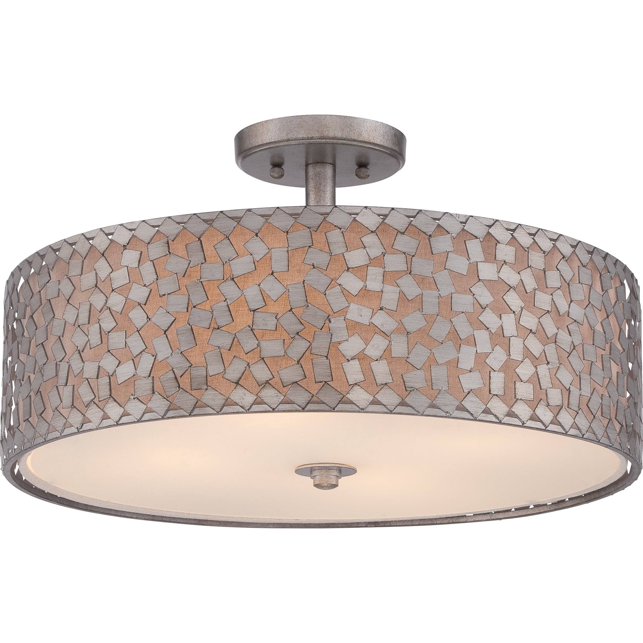 Quoizel CKCF1720OS Confetti Four Light Semi-Flush Mount in Old Silver Finish | Beautiful Things Lighting