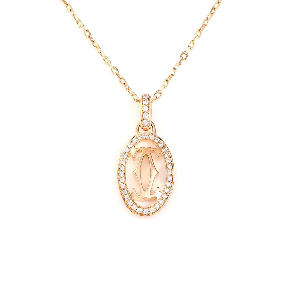 Cartier Double C Necklace 18K Rose Gold Diamond B7219300