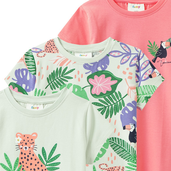 Famy 3 Mädchen T-Shirts mit bunten Motiven