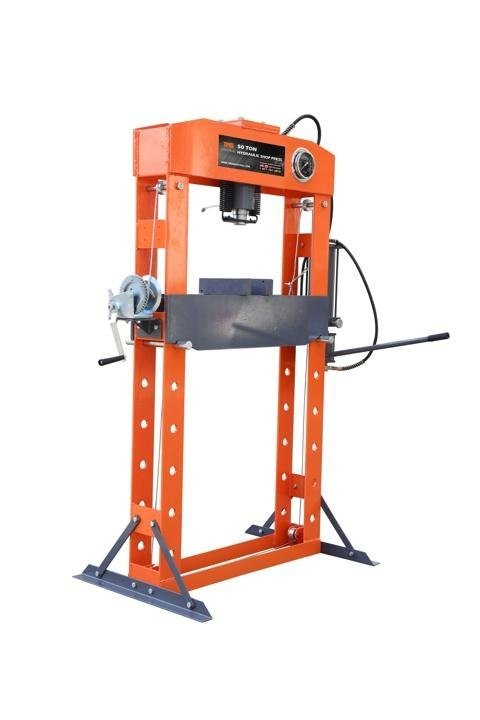 tmg-sp50-50 Ton Capacity Hydraulic Shop Press, Heavy Duty Pressing, Air and Manual Dual Operating, 125 PSI