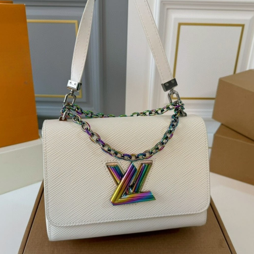 Louis Vuitton Twist MM White Iridescent 8.5 Inches