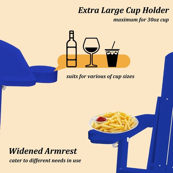 Clihome HIPS Folding Patio Adirondack Chair with Pullout Ottoman