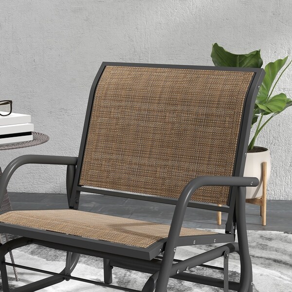Outsunny Glider/Rocking Chair Set with Breathable Mesh Fabric,Curved Armrest