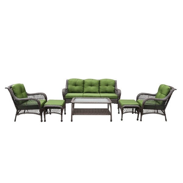 6piece Resin Wicker Patio Furniture Conversation Set with High Back