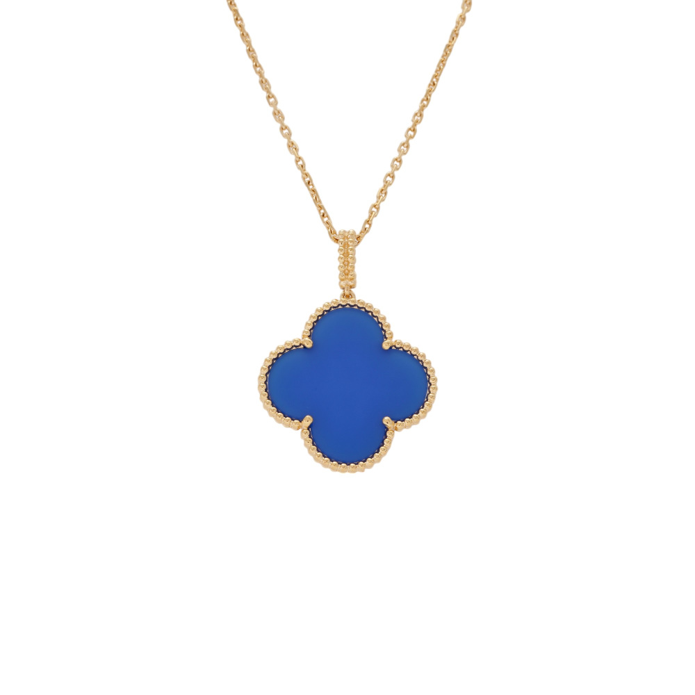 Van Cleef & Arpels Magic Alhambra Necklace 1 Motif 18K Yellow Gold Blue Agate VCARP6LA00